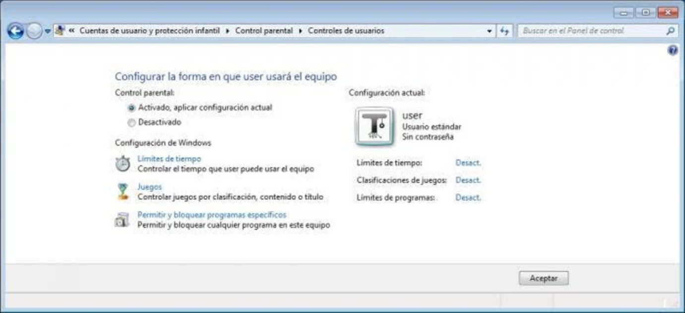 Control parental windows