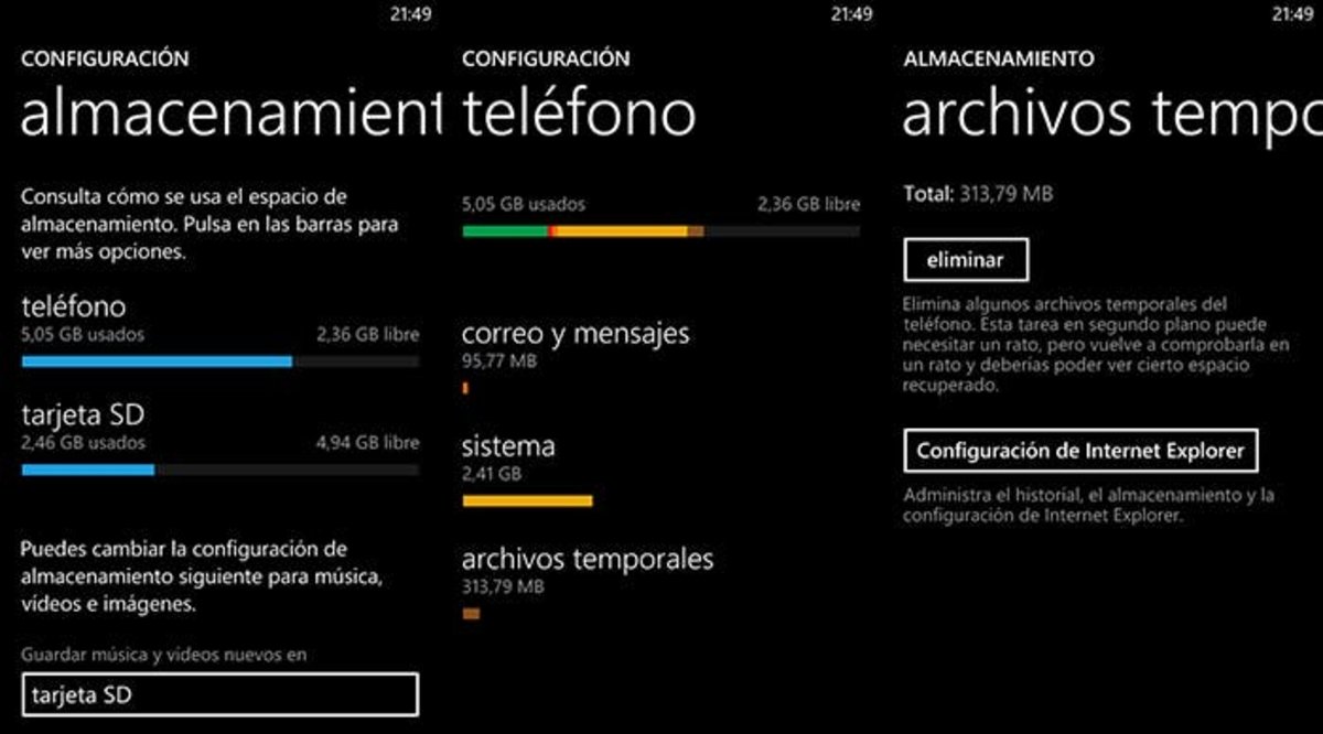 Gestión del almacenamiento en la actualidad en Windows Phone 8
