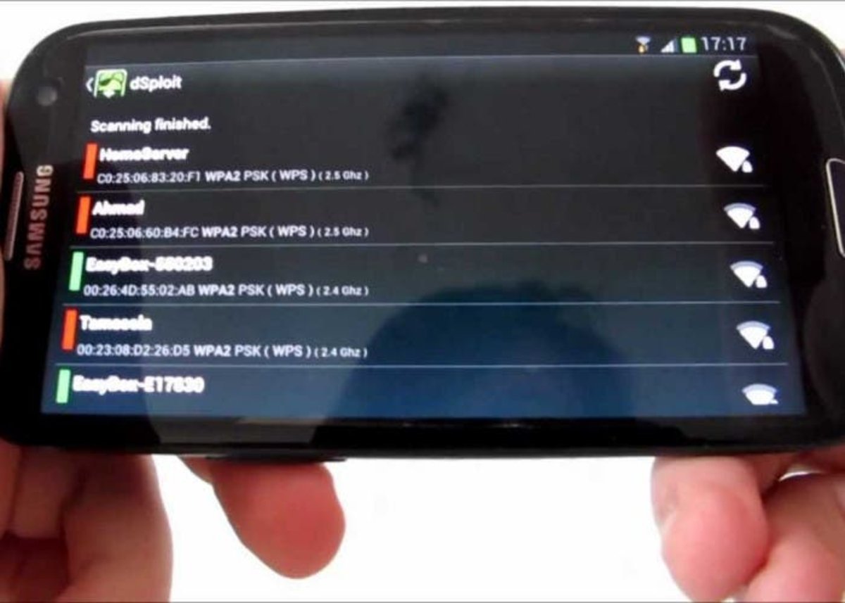 Así se ve dSploit en un Galaxy mini S3