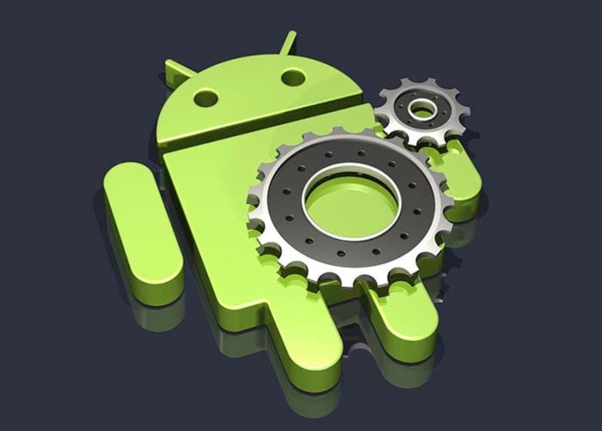 Icono Android con ruedas de ajustes