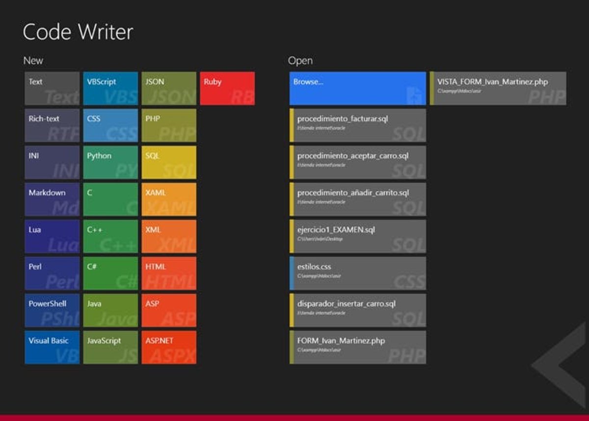 Code Writer para Windows 8.1 y RT