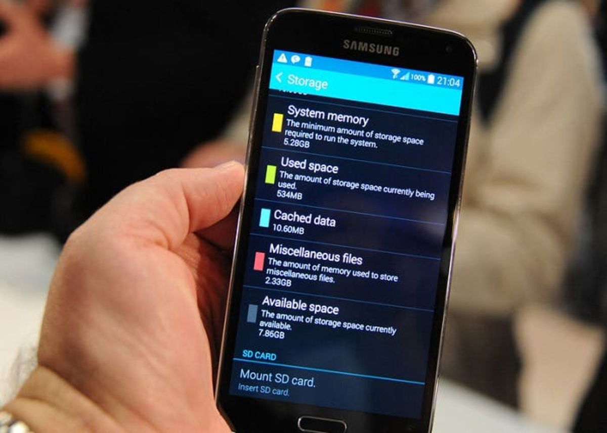 Espacio de almacenamiento de un galaxy s5