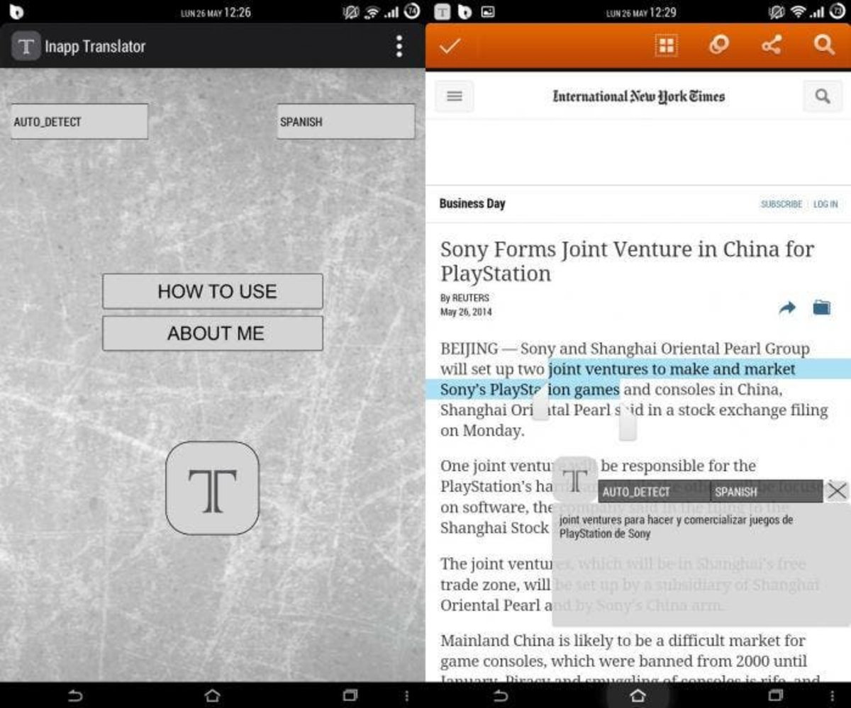 Inapp translator