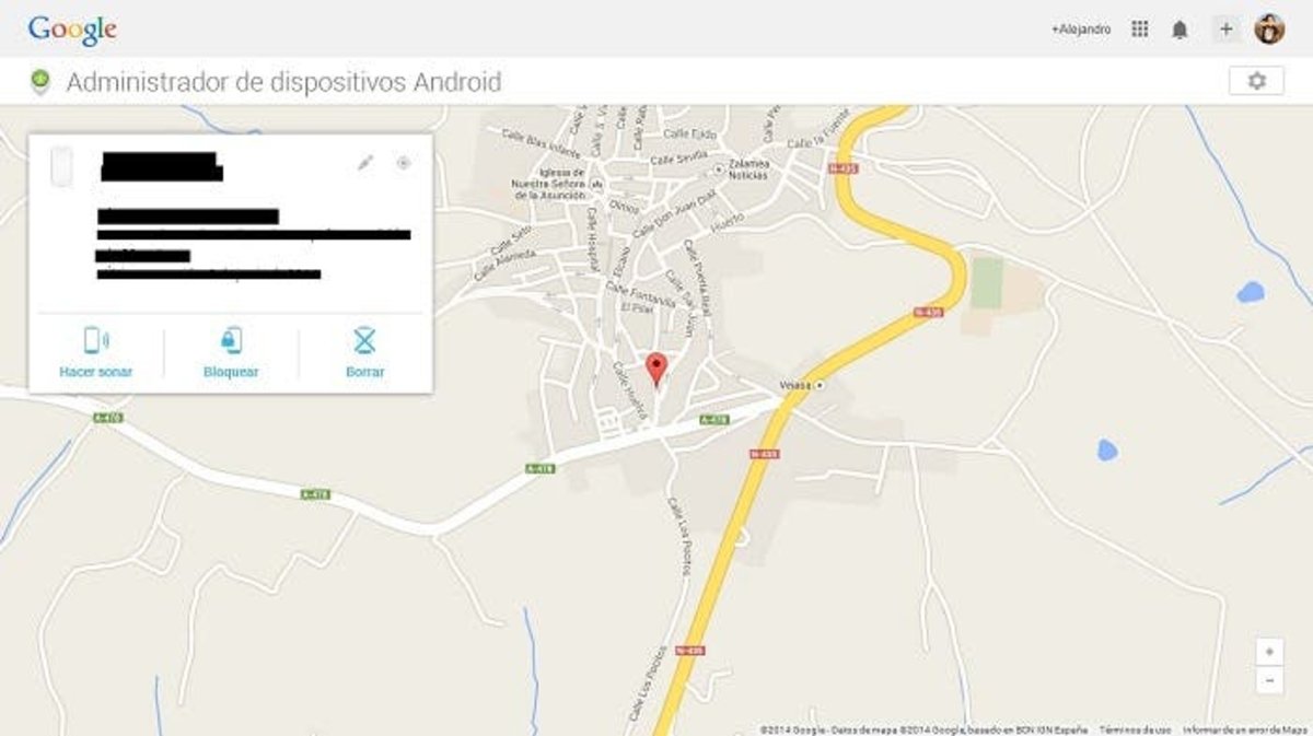 Interfaz Android Device Manager