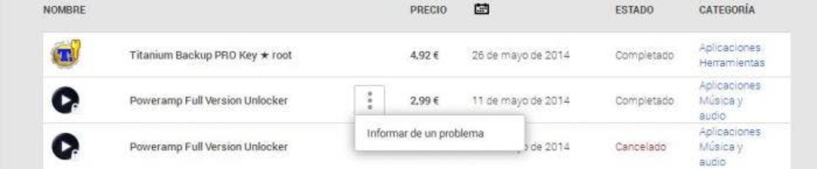 Reembolso Google Play