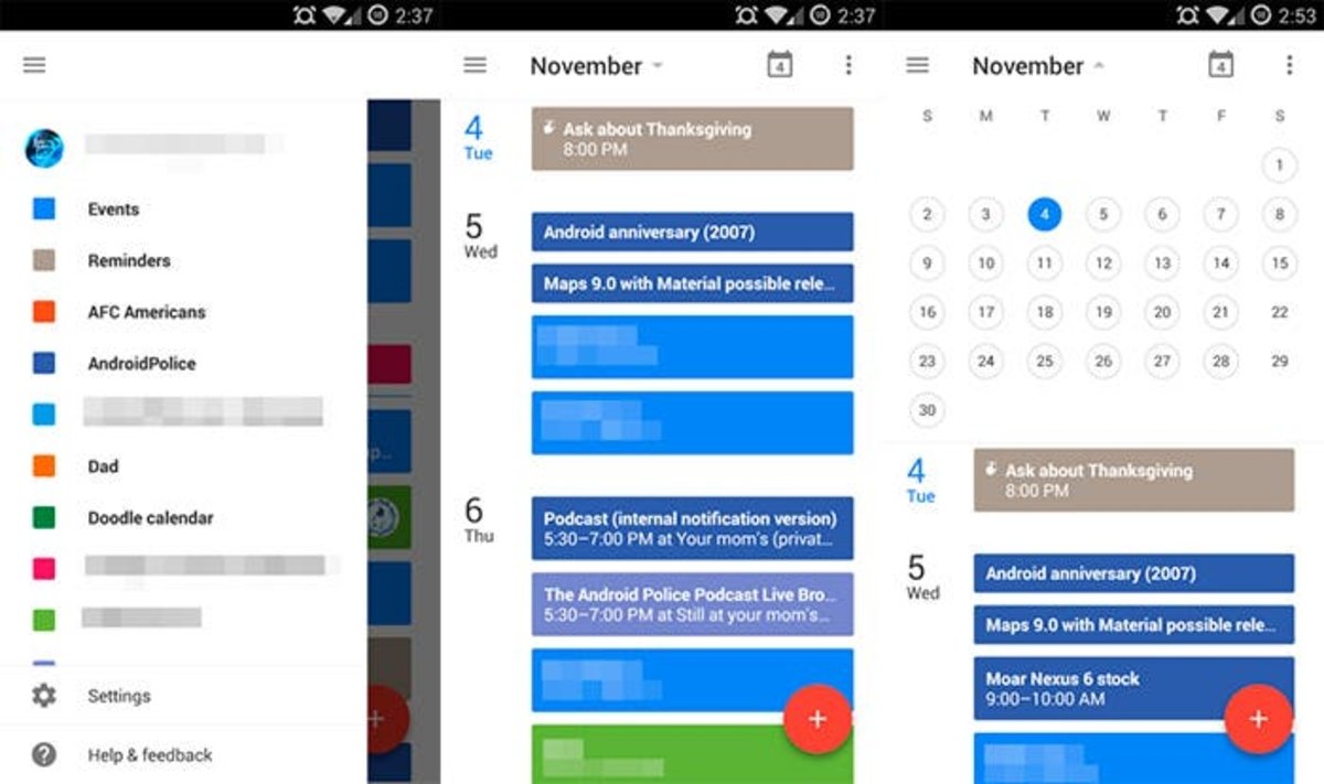 Capturas de pantalla de Google Calendar Material Design