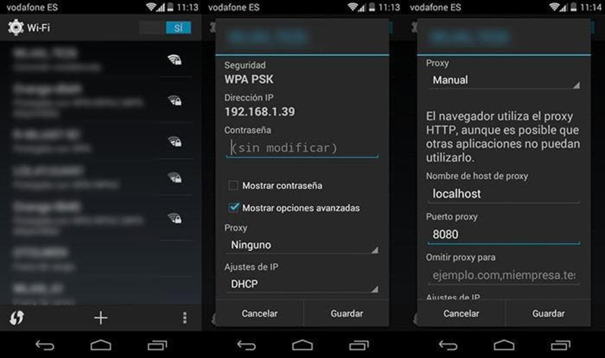 como conectarse proxy android