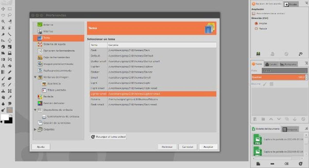 personalizar gimp temas visuales