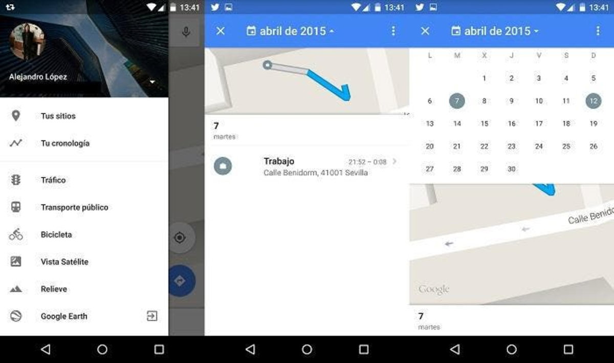 capturas historial Google Maps