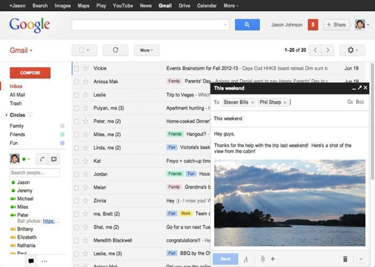Gmail изображение интерфейса