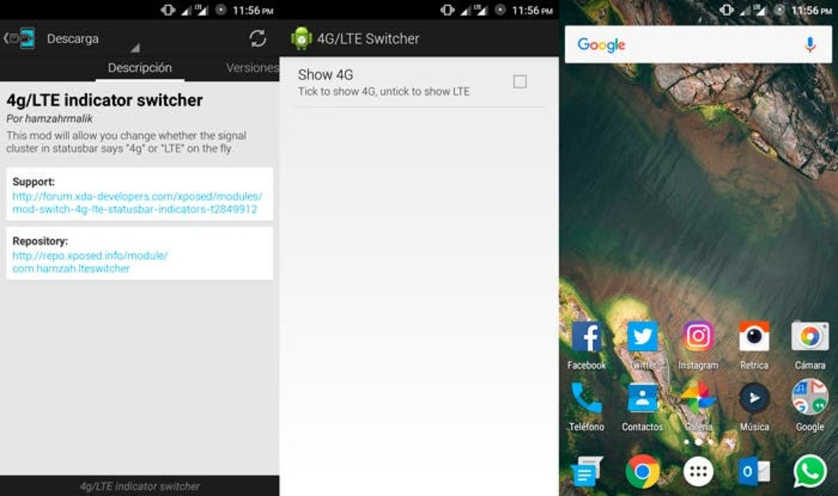 4G LTE Switcher Cambiar Xposed Android Capturas