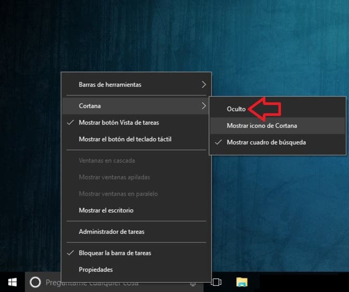 infinito Duplicar plan Cómo eliminar Cortana de la barra de tareas en Windows 10