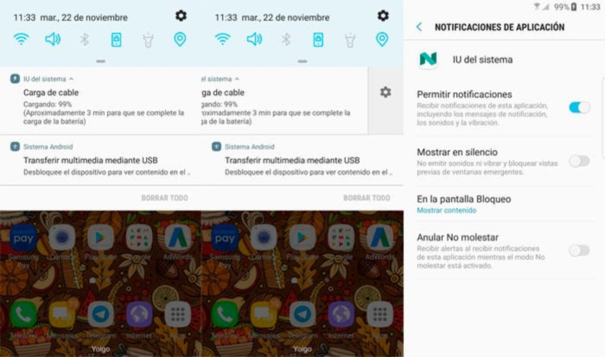 silenciar notificaciones barra notificaciones android nougat