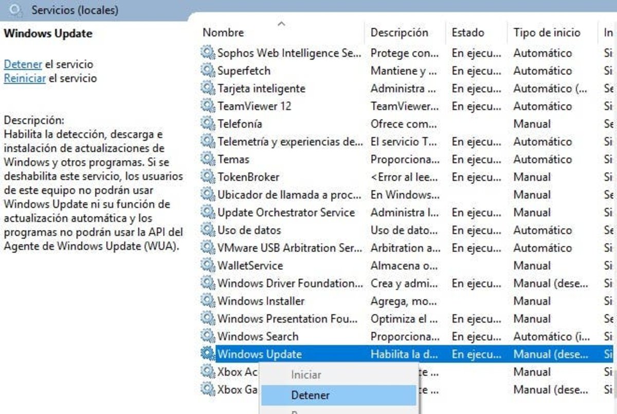 Windows Update Detener