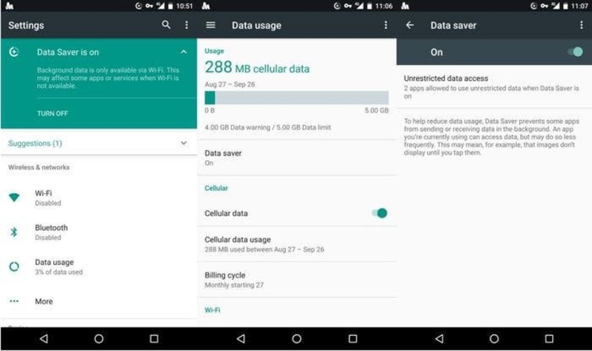 Ahorrador de datos Nougat