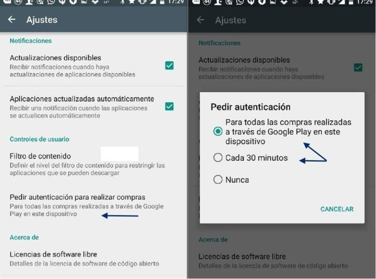 Proteger compras google play