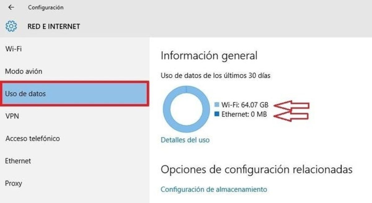 Uso de datos Windows 10