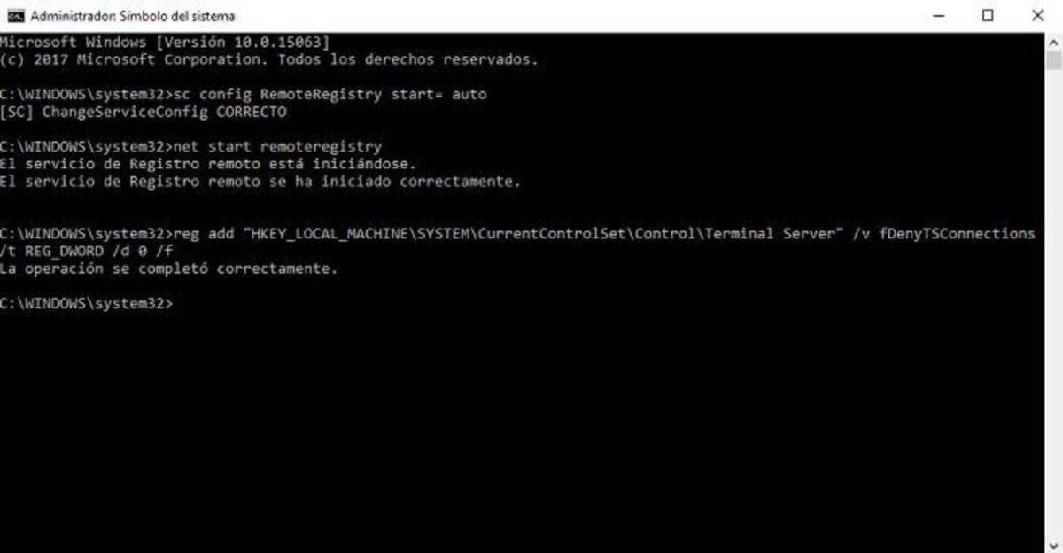 Habilita el escritorio remoto de Windows mediante comandos