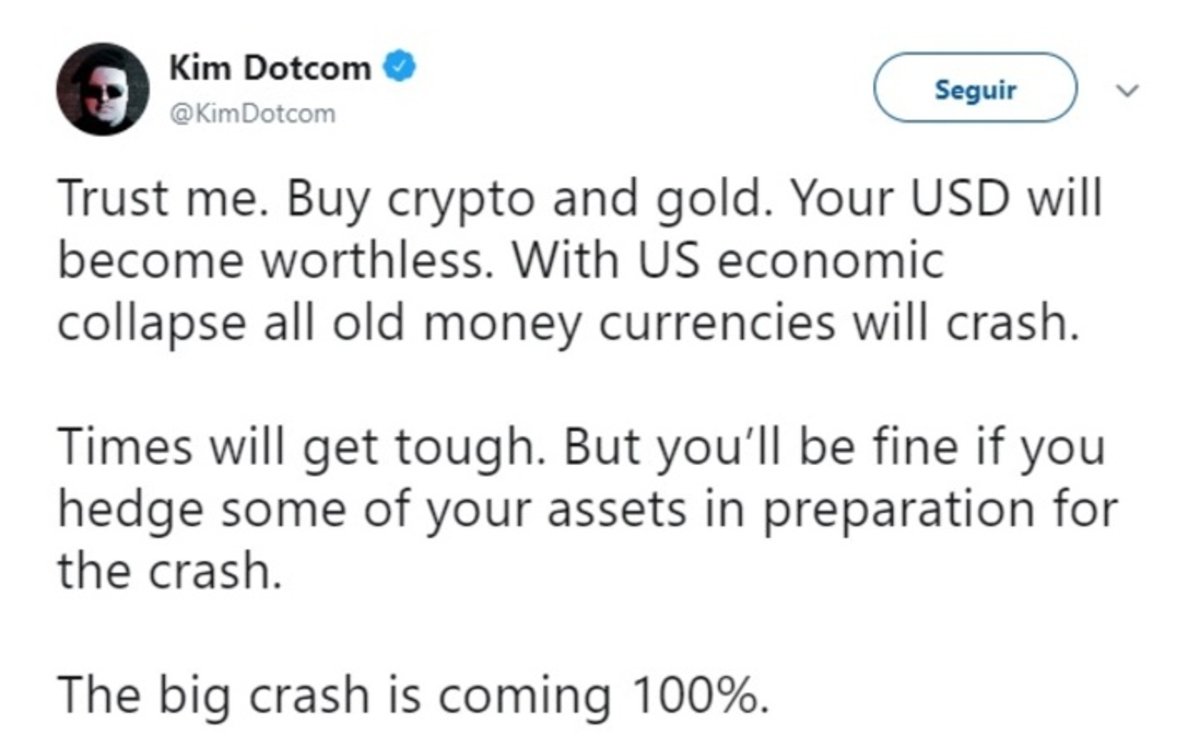 Según Kim Dotcom, las criptomonedas son mejor inversión que el dólar