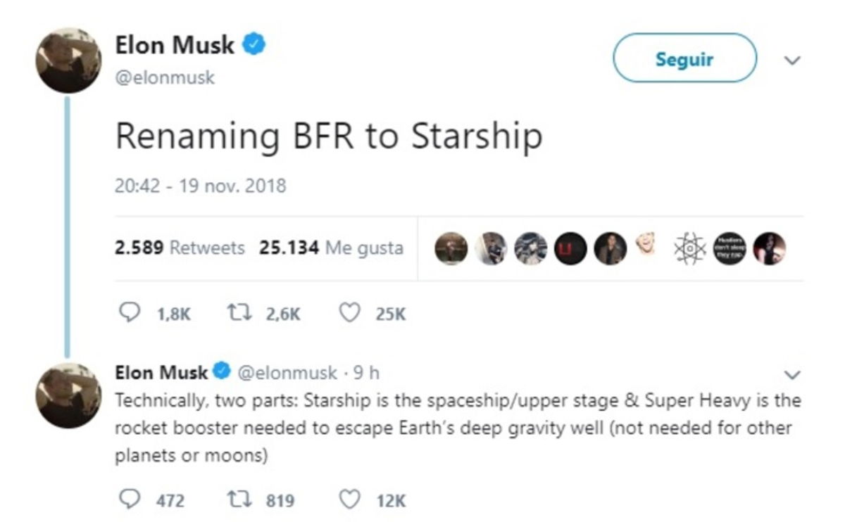 El Big Falcon Rocket de SpaceX pasa a llamarse Starship