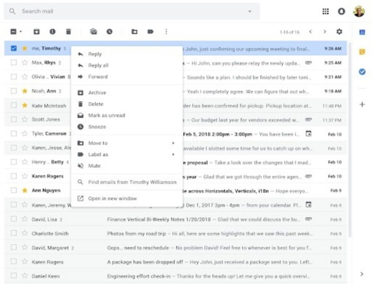 Gmail contará con más funciones en el menú contextual del botón derecho