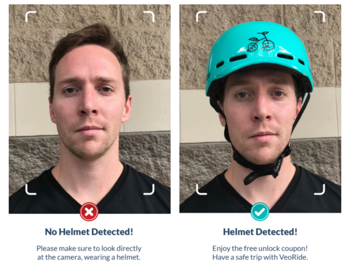 Si llevas el casco puesto, VeoRide te recompensa