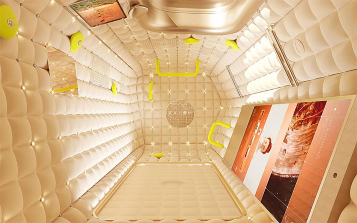 Vista superior de una habitación del futuro hotel de la ISS