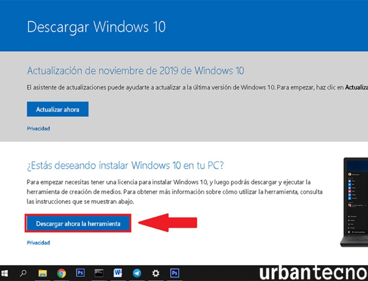 Cómo descargar el archivo ISO de Windows 10