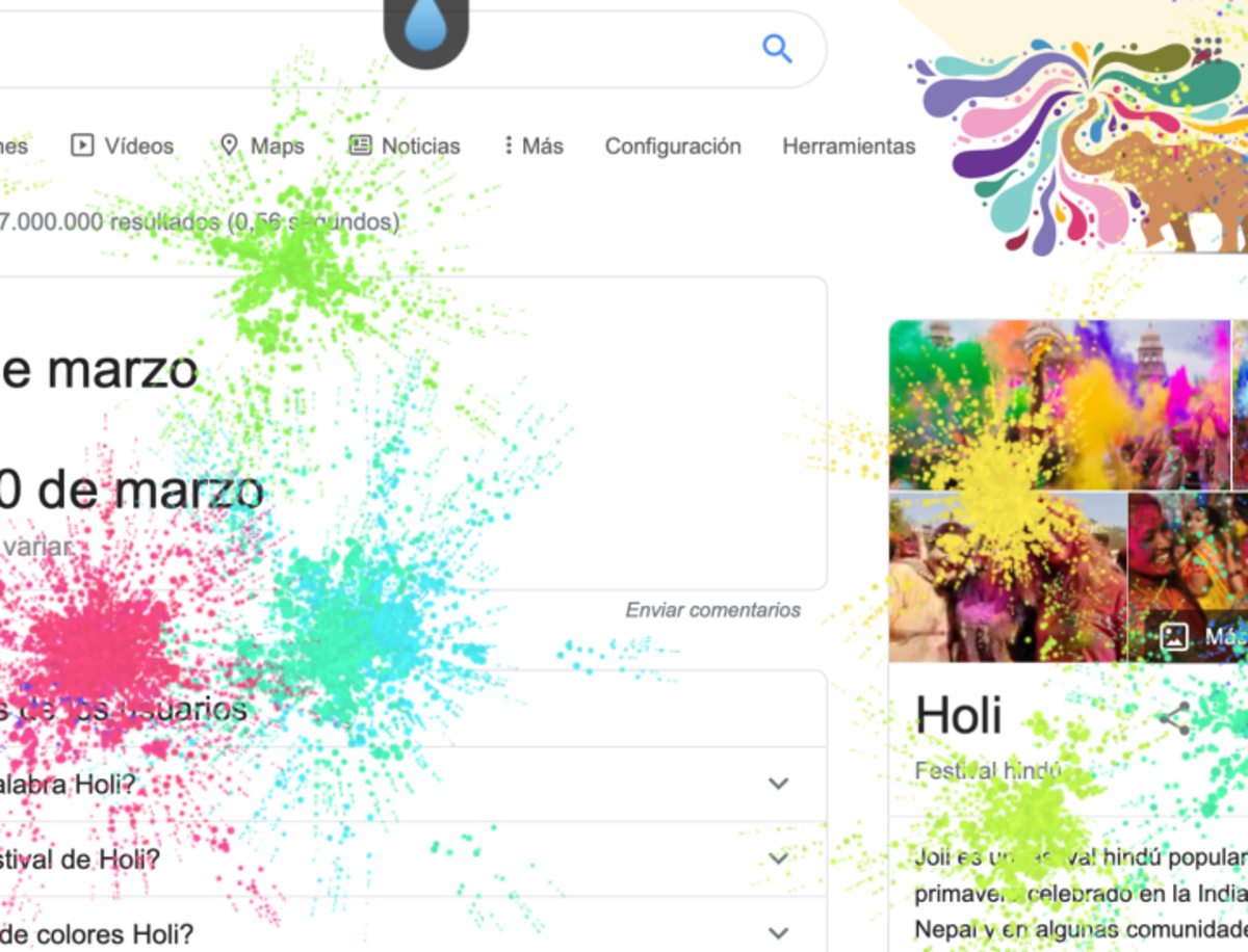 Celebra el colorido festival Holi con Google y su huevo de pascua