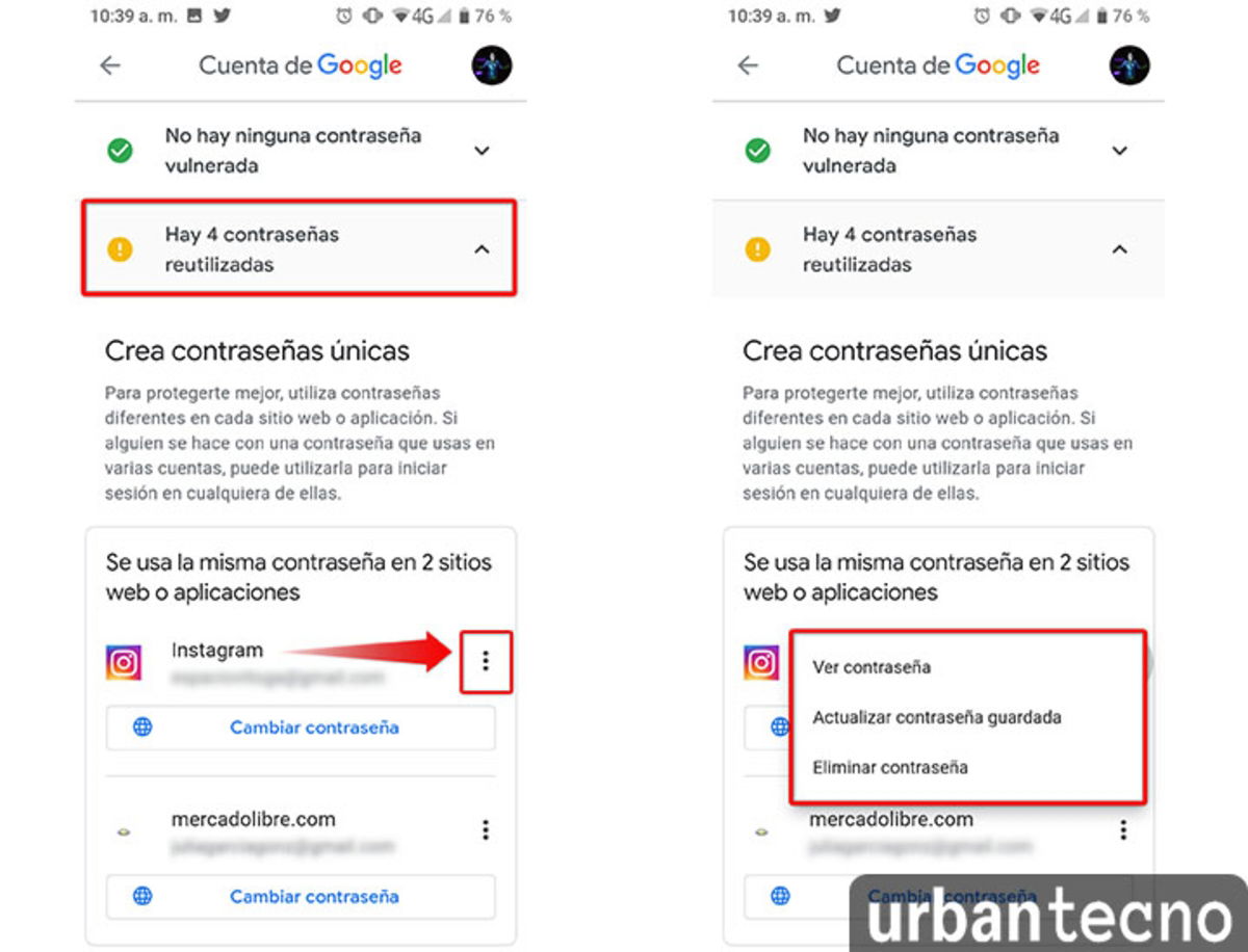 Cómo veo mis contraseñas de Google en Android