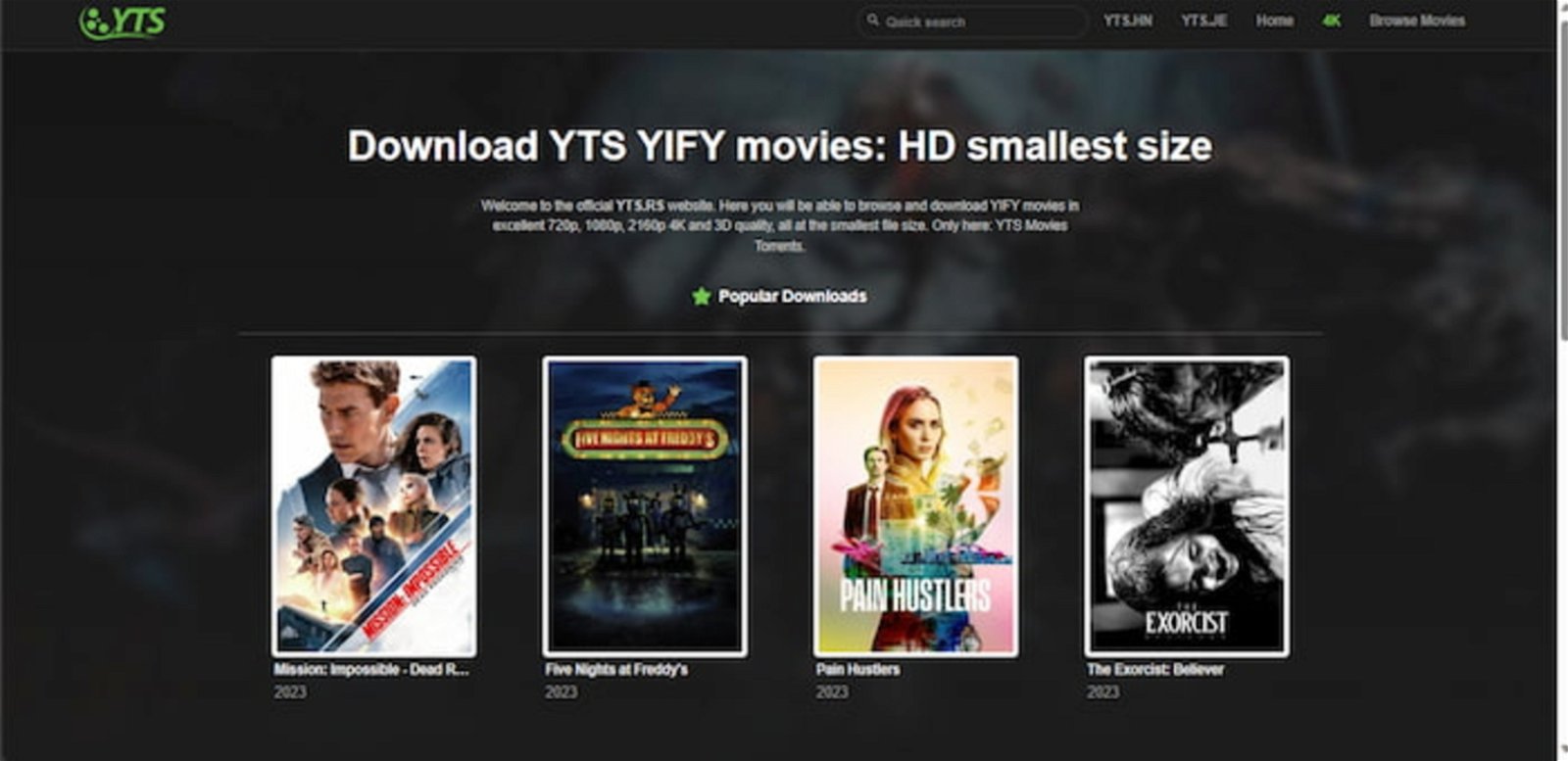 YTS es una web donde podrás descargar torrents de películas en la mejor calidad posible
