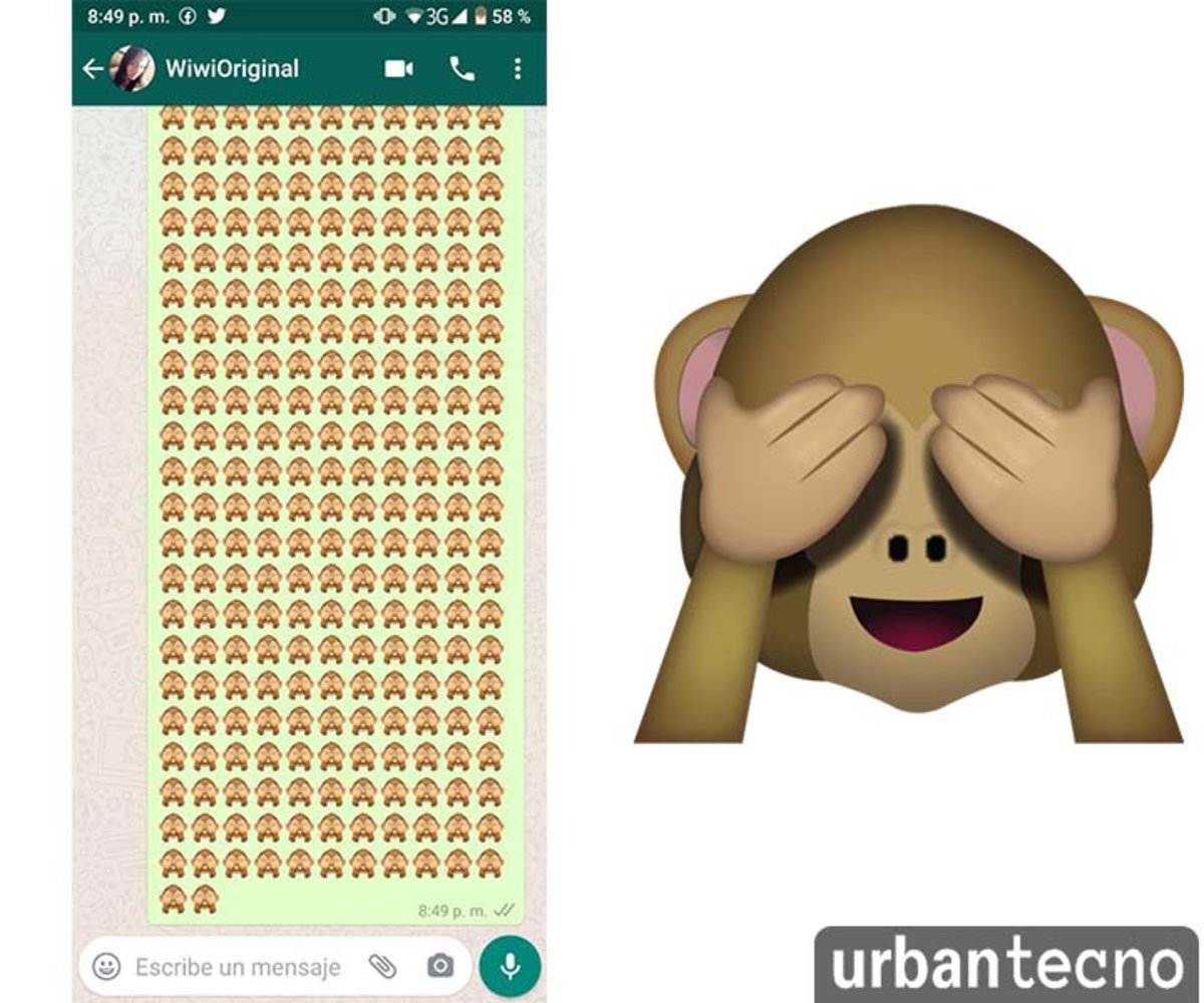Emoji de mono con los ojos tapados