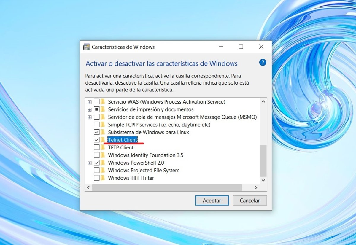 Activar Telnet en Windows 10