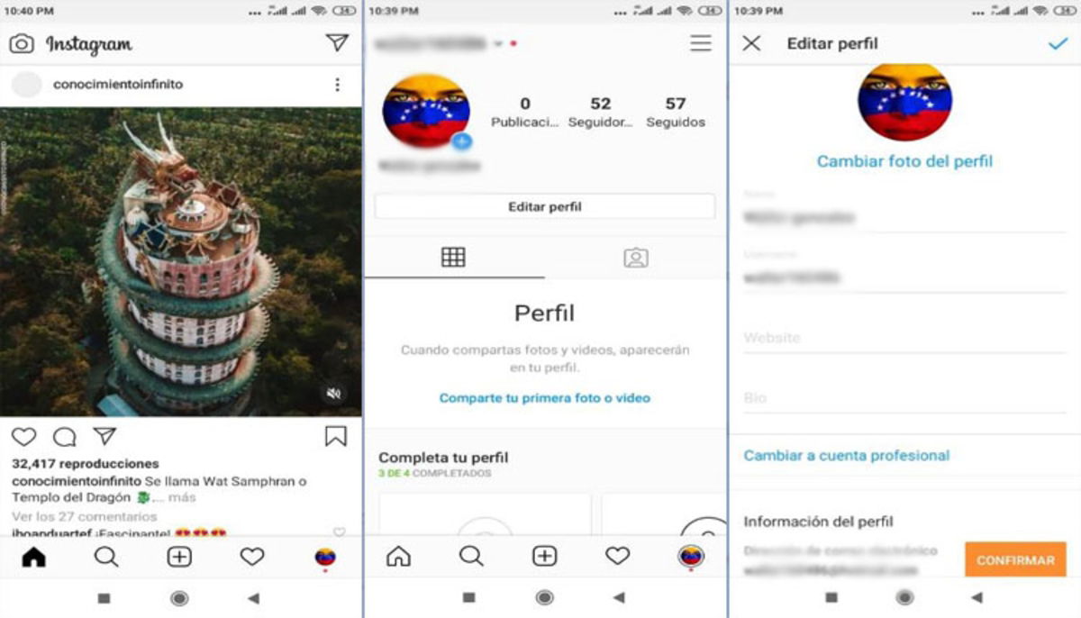 Cómo cambiar el correo electrónico o el usuario en Instagram