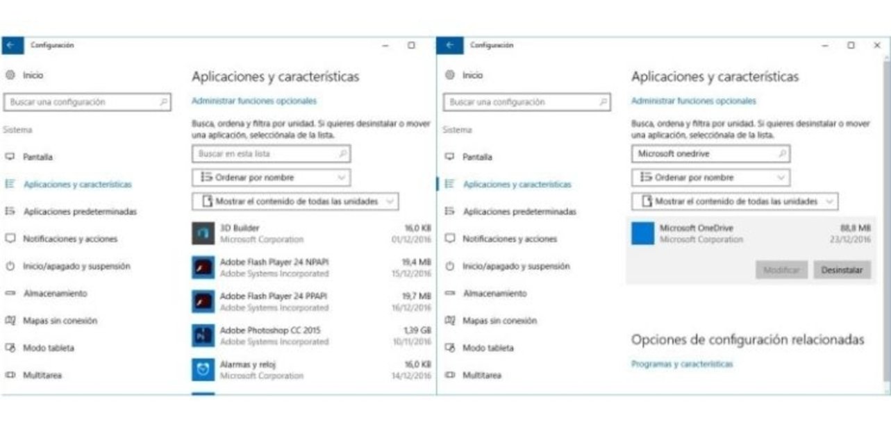 Desinstalar OneDrive en Windows 10