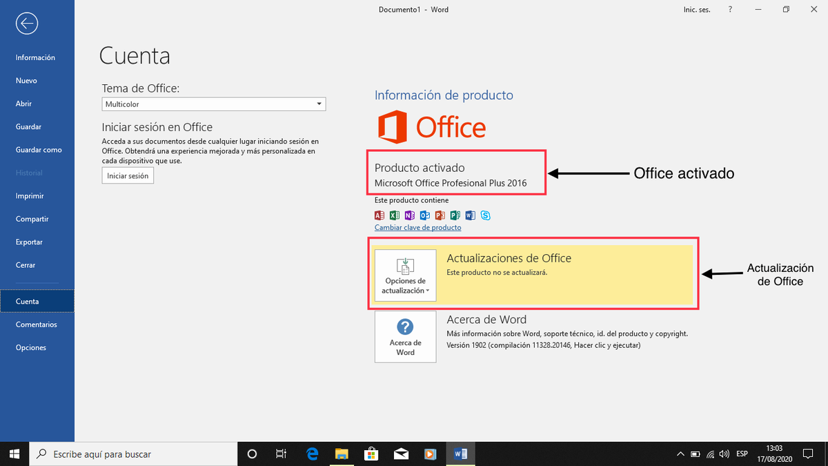 Descubre si tienes activado y actualizado Office