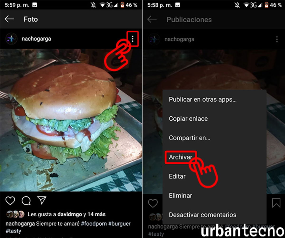 Ve a los tres puntos verticales que aparecen en tu perfil