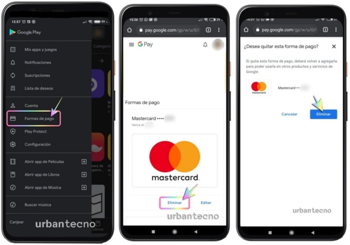 Eliminar forma de pago de Google Play en Android