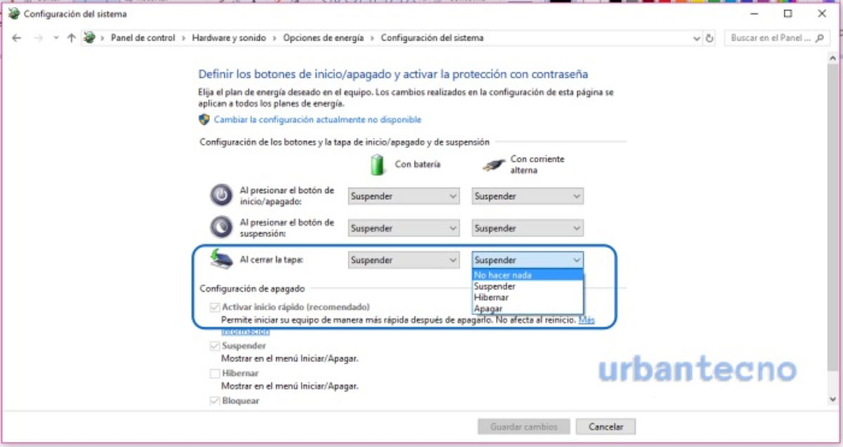 Cómo no suspender ni apagar tu portátil al cerrar la tapa