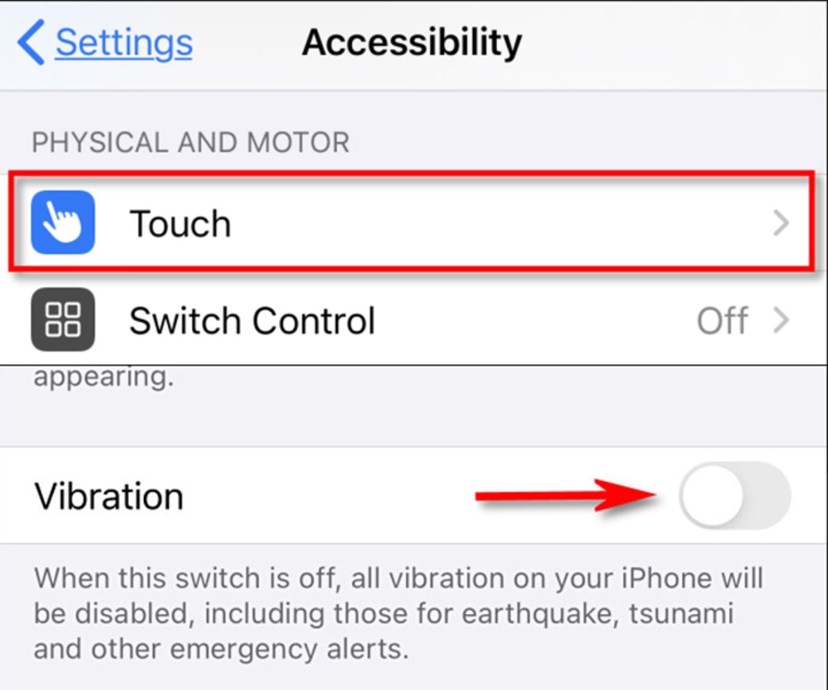 pasos para desactivar al completo la vibracion del iPhone