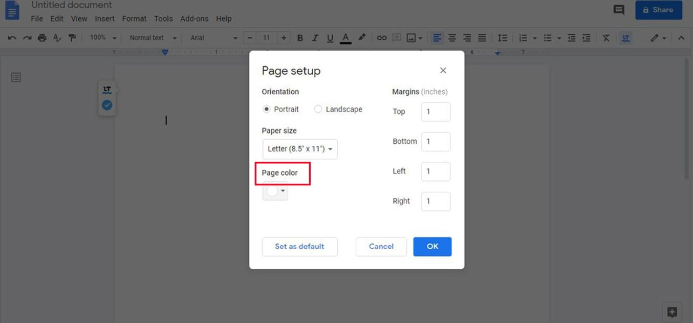 Cómo cambiar el color de una página en Google Docs