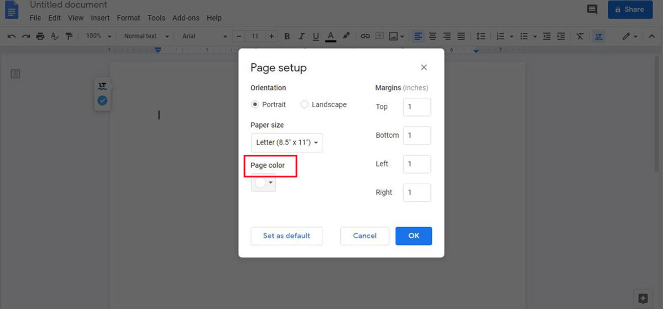 Cómo cambiar el color de una página en Google Docs