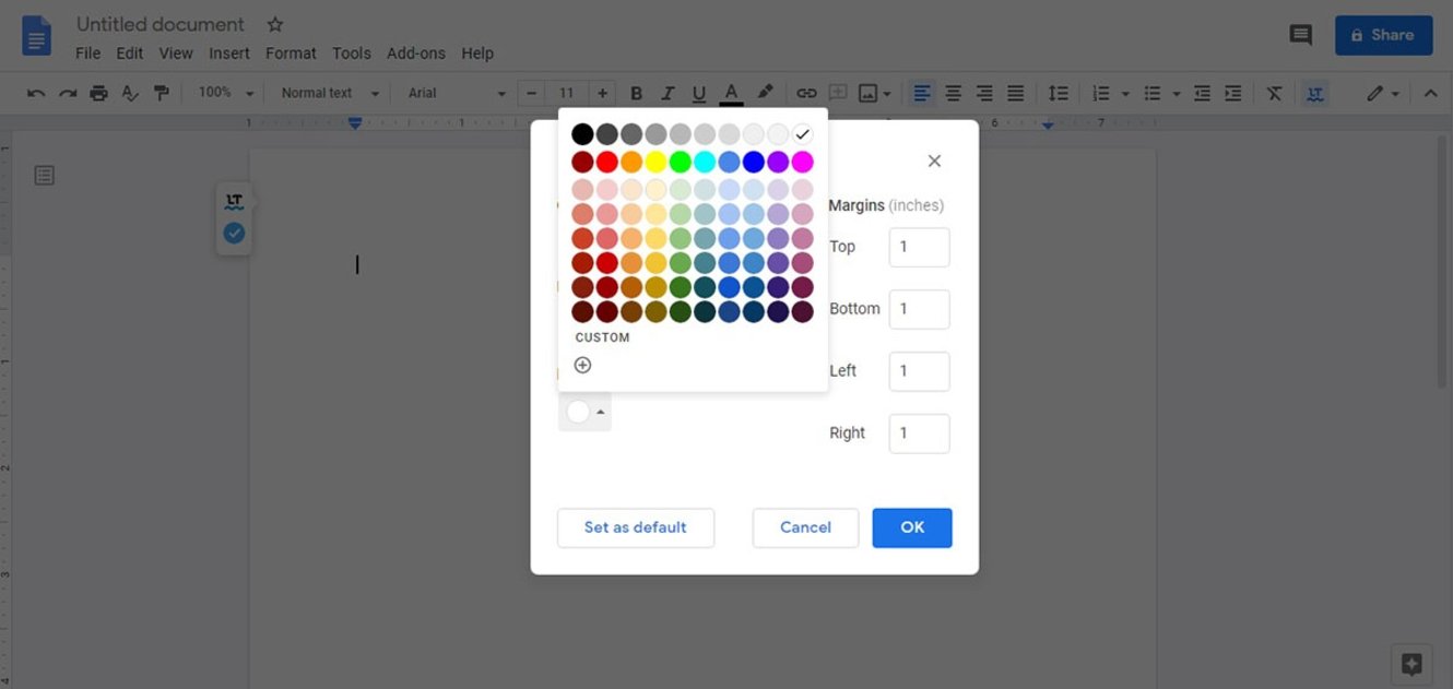 Cómo cambiar el color de una página en Google Docs