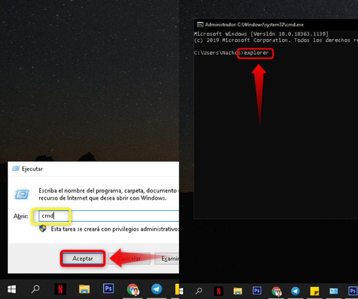 Aplicación Ejecutar para llegar al explorador de archivos en windows 10