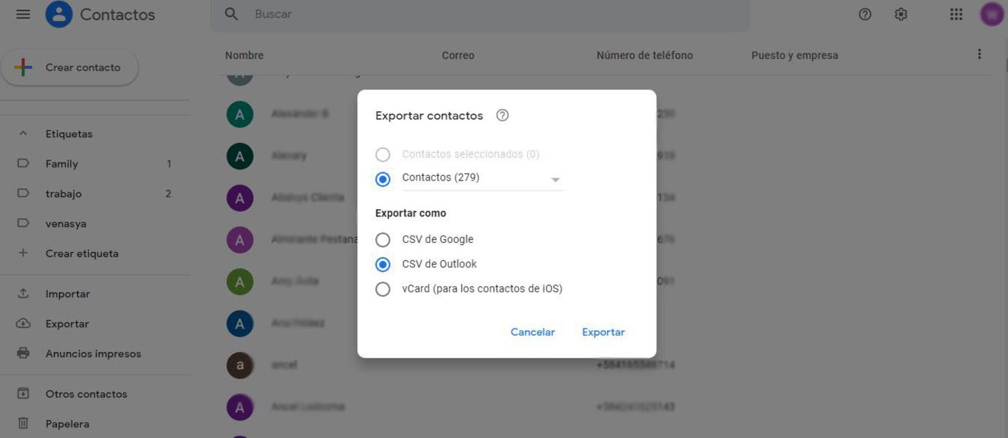 Cómo transferir tu contactos de Gmail a Outlook