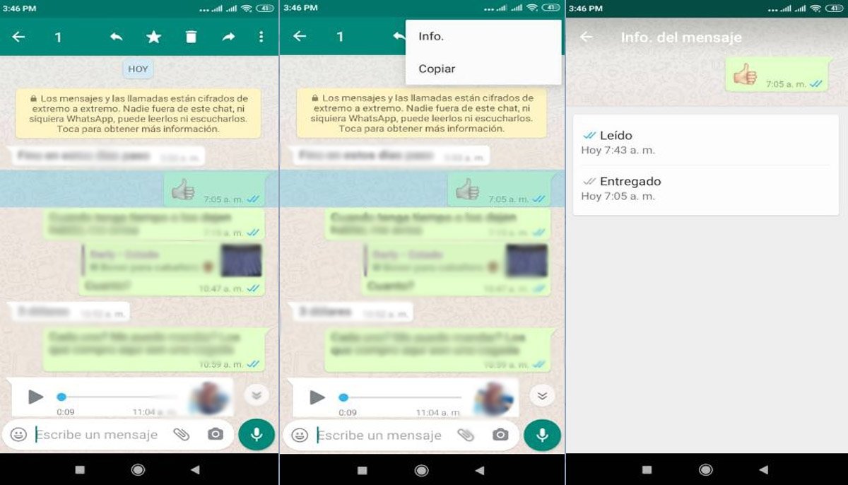 Cómo saber la hora exacta en que se lee un mensaje de WhatsApp