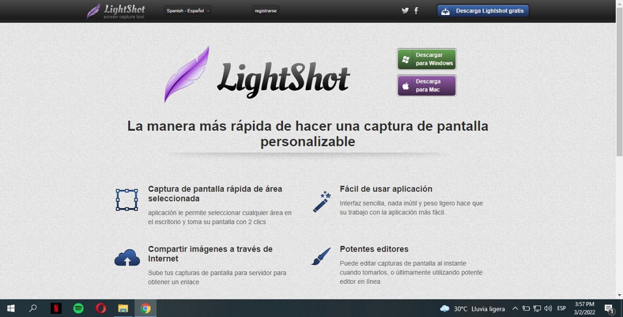 Captura de pantalla en Windows 11 LightShot