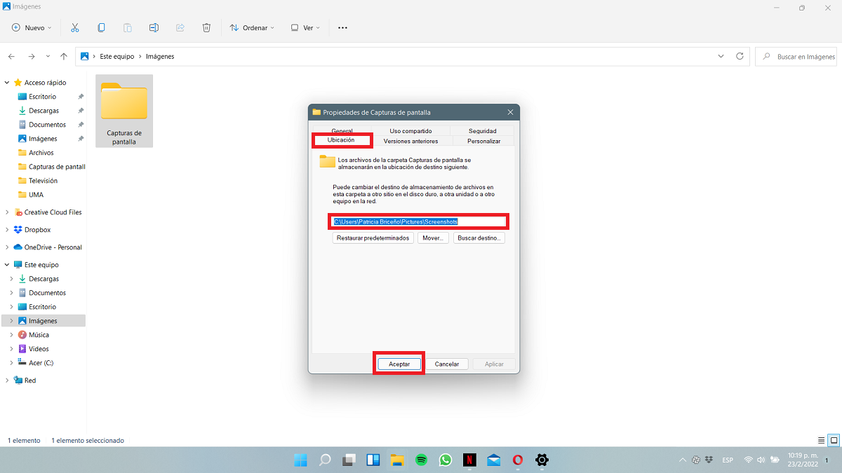 Como cambiar la carpeta de guardado de las capturas de pantalla 2