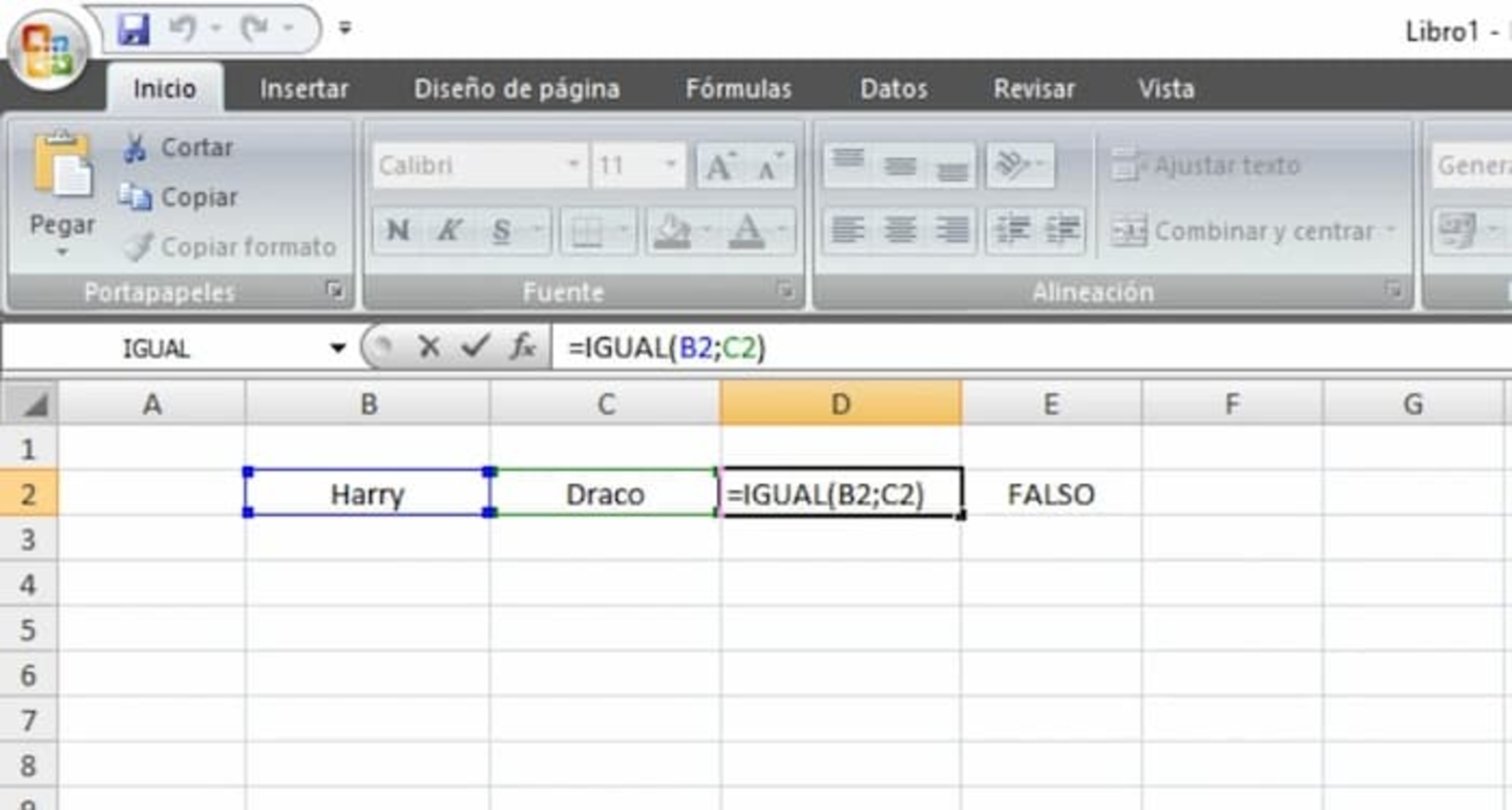 Esta es la fórmula para hallar el igual en Excel
