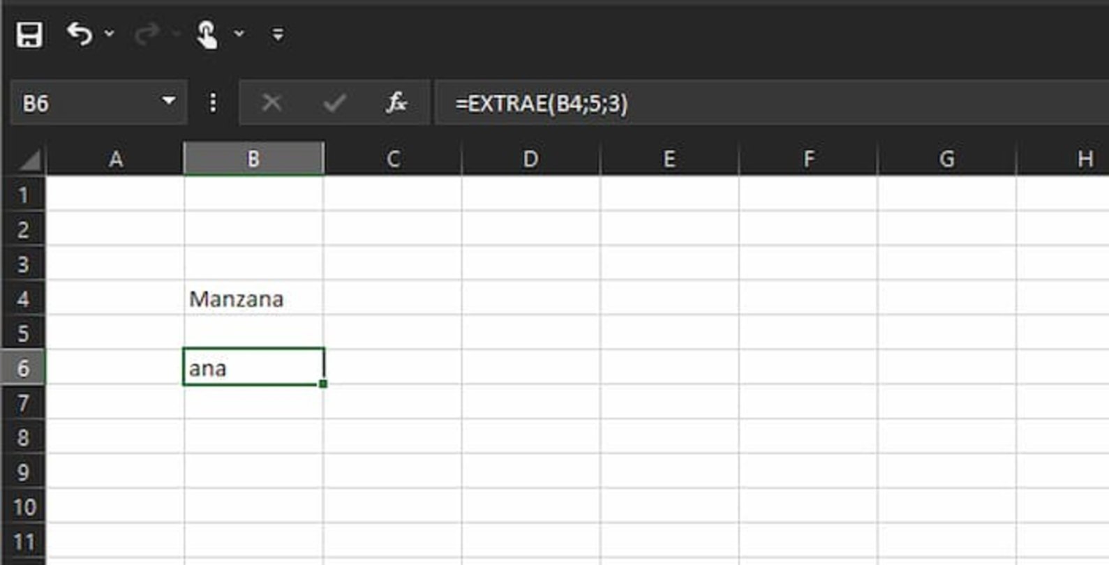 La función EXTRAE es muy útil para seleccionar ciertos valores o letras, en una palabra